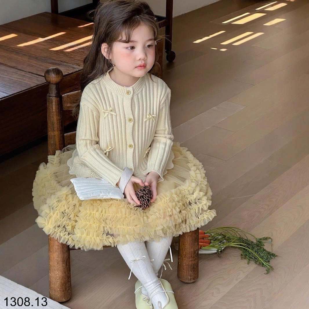 25HA1308.13 - SET VÁY ÁO VÀNG CHERRY COCO XINH YÊU BÉ GÁI
