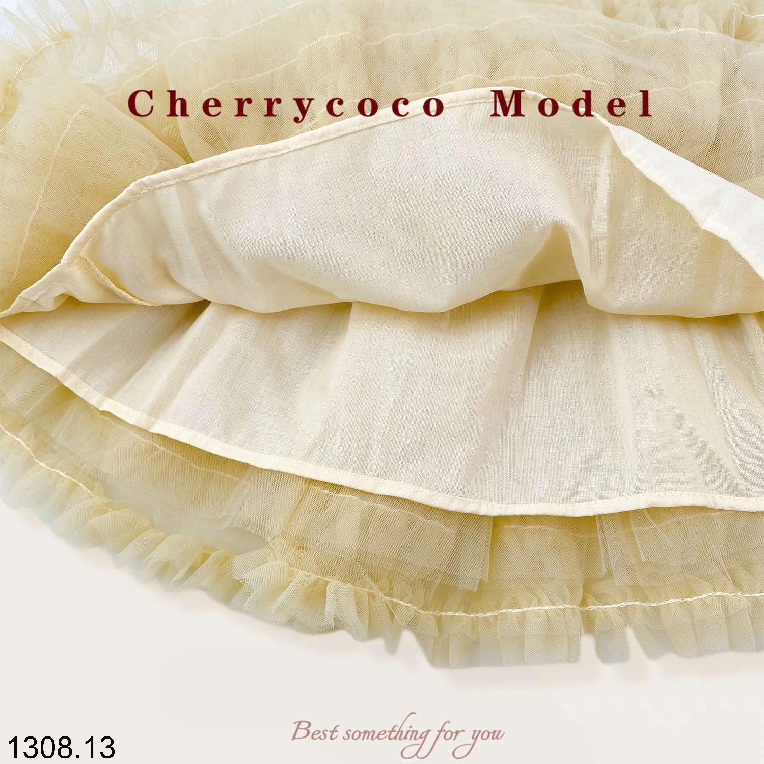 25HA1308.13 - SET VÁY ÁO VÀNG CHERRY COCO XINH YÊU BÉ GÁI