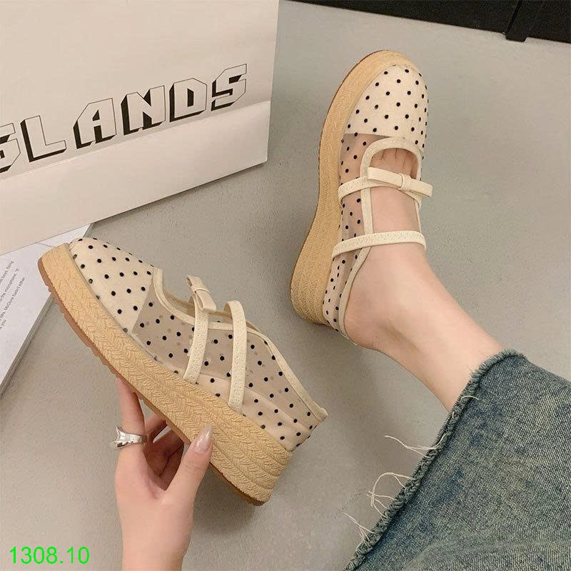 25HA1308.10 - DÉP SANDAL ĐẾ XUỒNG CHẤM BI