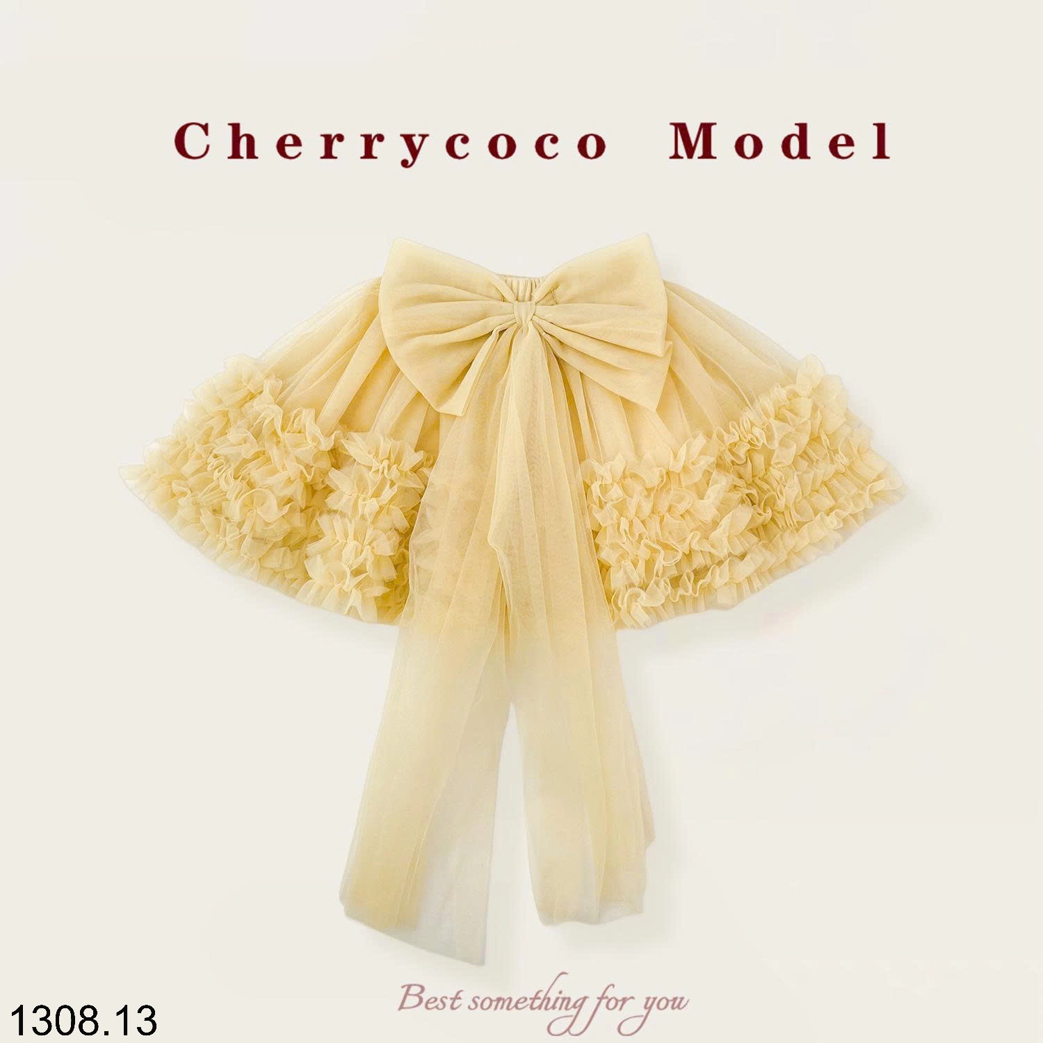 25HA1308.13 - SET VÁY ÁO VÀNG CHERRY COCO XINH YÊU BÉ GÁI