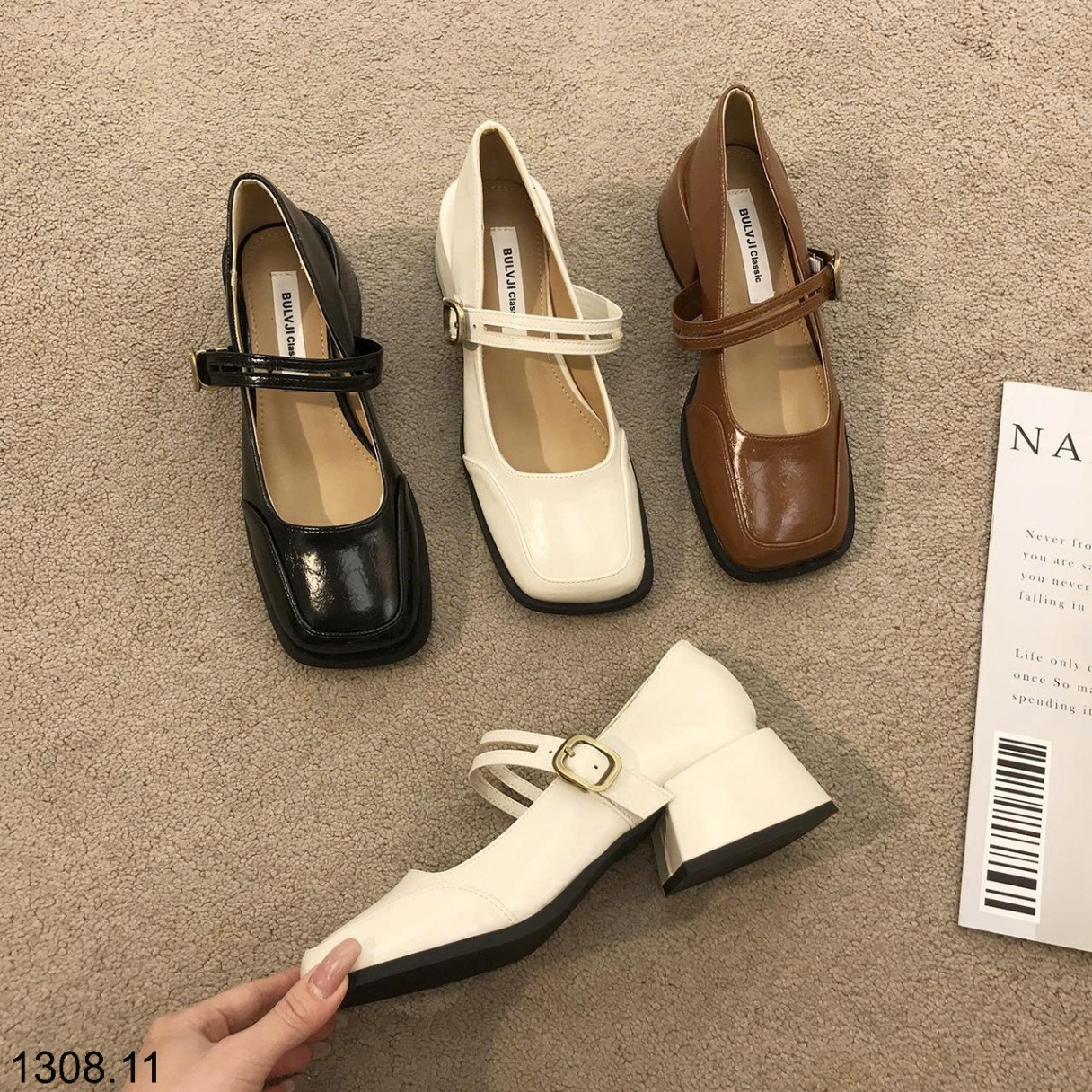 25HA1308.11 - GIÀY MARRY JANE ĐẾ VUÔNG