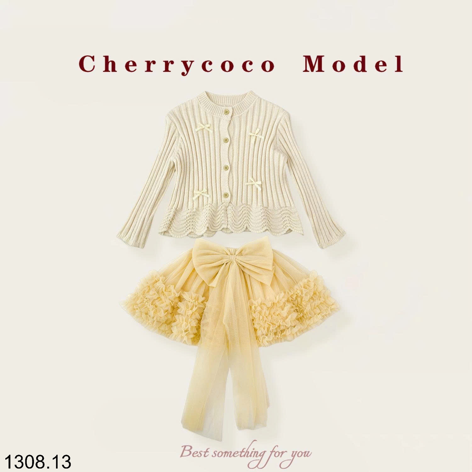 25HA1308.13 - SET VÁY ÁO VÀNG CHERRY COCO XINH YÊU BÉ GÁI