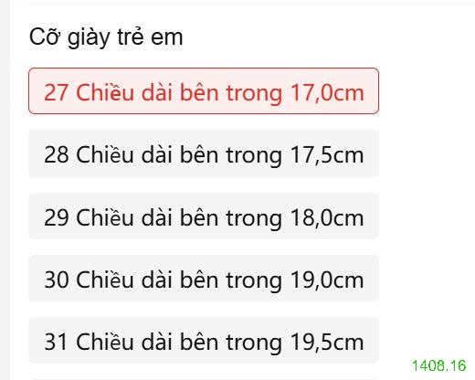 25HA1408.16 - GIÀY LỖ THOÁNG KHÍ DEERWAY KIDS