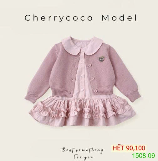 25HA1508.09 - SET VÁY ÁO CARDIGAN CHERRYCOCO CAO CẤP