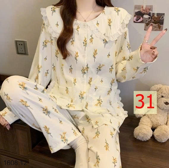 25HA1608.12 - BỘ NỮ MẶC NHÀ CỔ BÈO CHO NỮ
