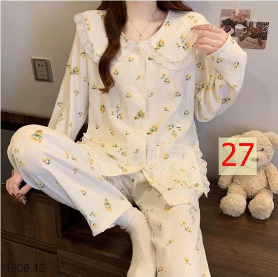 25HA1608.12 - BỘ NỮ MẶC NHÀ CỔ BÈO CHO NỮ