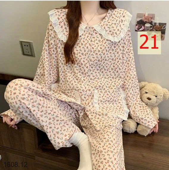 25HA1608.12 - BỘ NỮ MẶC NHÀ CỔ BÈO CHO NỮ