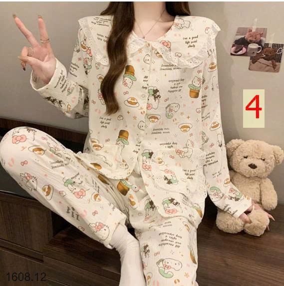 25HA1608.12 - BỘ NỮ MẶC NHÀ CỔ BÈO CHO NỮ