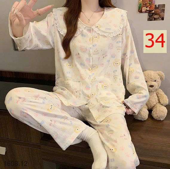 25HA1608.12 - BỘ NỮ MẶC NHÀ CỔ BÈO CHO NỮ