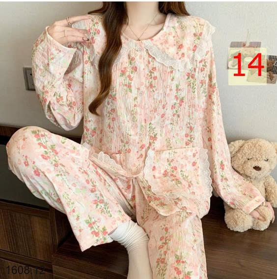 25HA1608.12 - BỘ NỮ MẶC NHÀ CỔ BÈO CHO NỮ