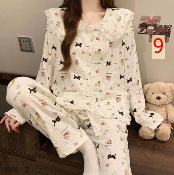 25HA1608.12 - BỘ NỮ MẶC NHÀ CỔ BÈO CHO NỮ