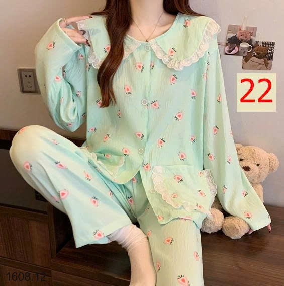 25HA1608.12 - BỘ NỮ MẶC NHÀ CỔ BÈO CHO NỮ