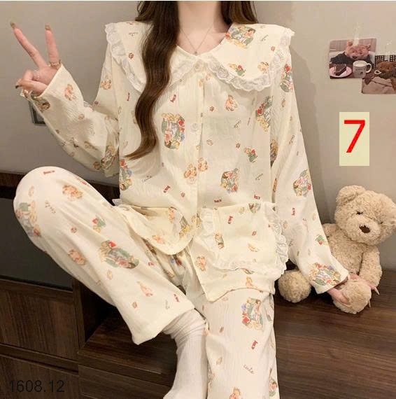 25HA1608.12 - BỘ NỮ MẶC NHÀ CỔ BÈO CHO NỮ