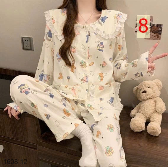 25HA1608.12 - BỘ NỮ MẶC NHÀ CỔ BÈO CHO NỮ