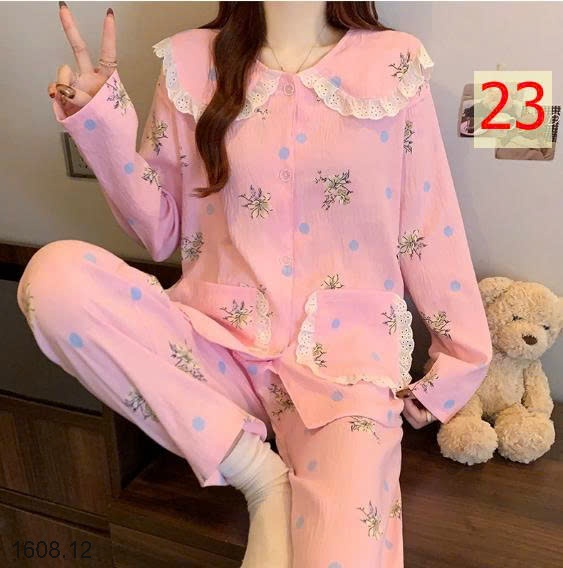 25HA1608.12 - BỘ NỮ MẶC NHÀ CỔ BÈO CHO NỮ