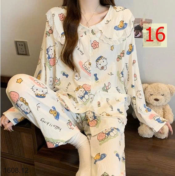 25HA1608.12 - BỘ NỮ MẶC NHÀ CỔ BÈO CHO NỮ