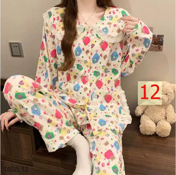 25HA1608.12 - BỘ NỮ MẶC NHÀ CỔ BÈO CHO NỮ