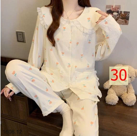 25HA1608.12 - BỘ NỮ MẶC NHÀ CỔ BÈO CHO NỮ