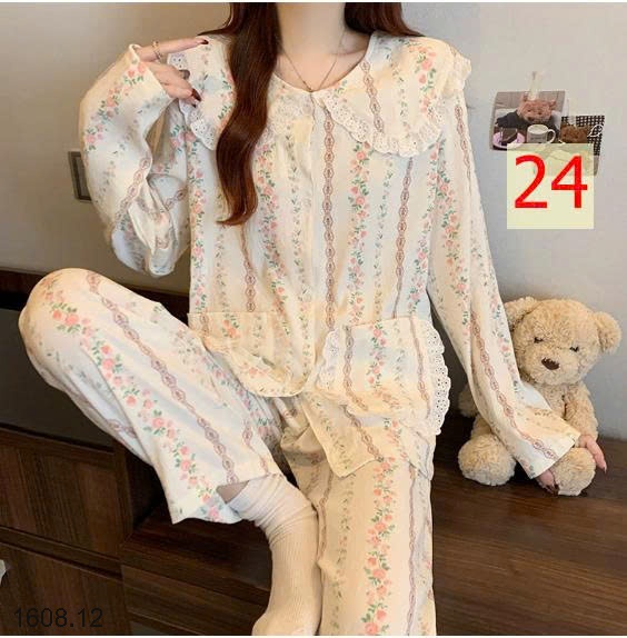 25HA1608.12 - BỘ NỮ MẶC NHÀ CỔ BÈO CHO NỮ