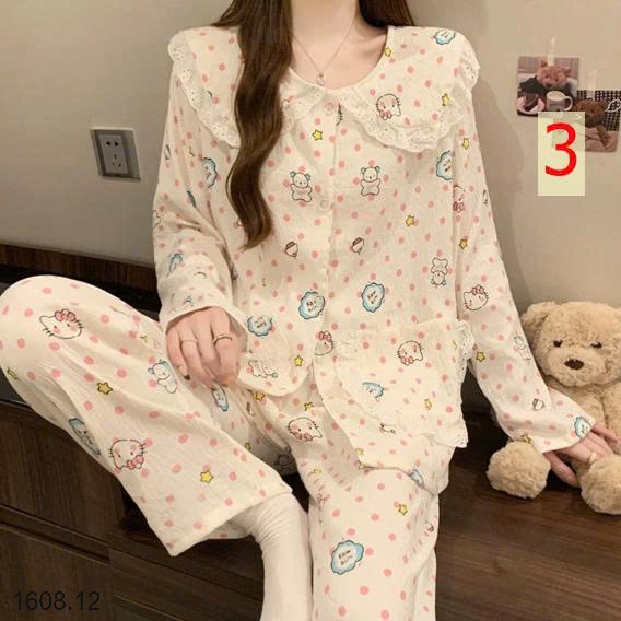 25HA1608.12 - BỘ NỮ MẶC NHÀ CỔ BÈO CHO NỮ