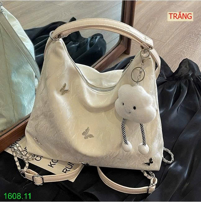 25HA1608.11 - TÚI XÁCH NỮ ĐEO VAI ĐÍNH HÌNH BƯỚM