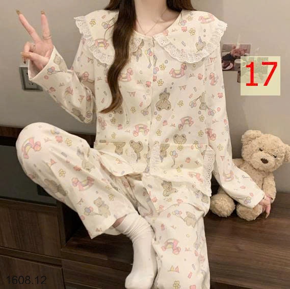 25HA1608.12 - BỘ NỮ MẶC NHÀ CỔ BÈO CHO NỮ