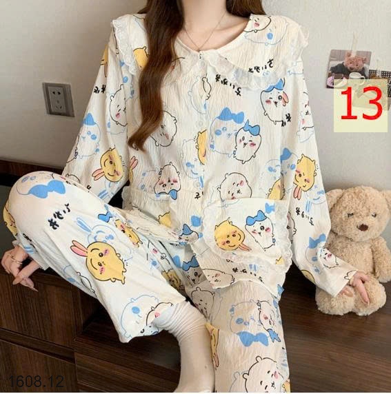25HA1608.12 - BỘ NỮ MẶC NHÀ CỔ BÈO CHO NỮ