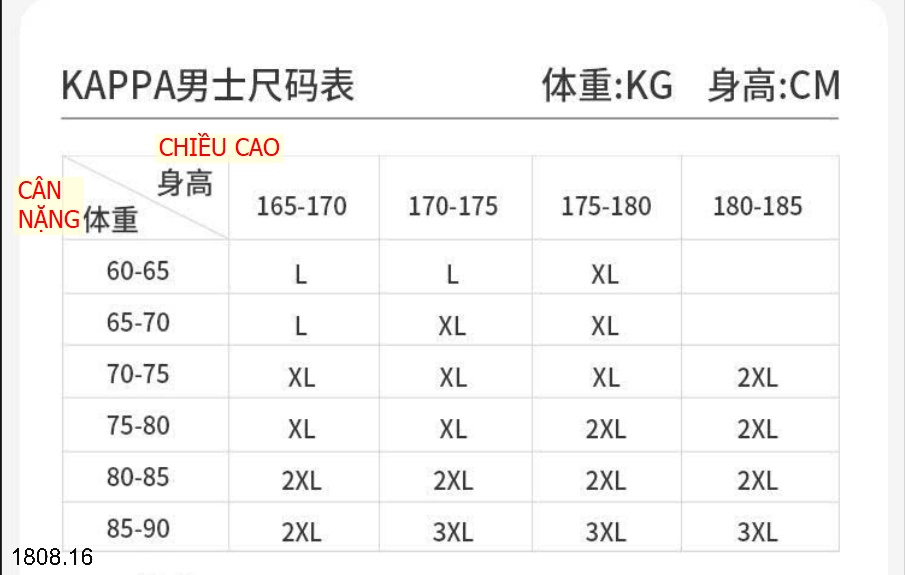 25HA1808.16 - ÁO GIỮ NHIỆT CỔ TRÒN KAPPA CHO NAM