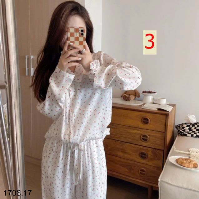 25HA1708.17 - BỘ PIZAMA MẶC NHÀ JIEAINA KÈM DÂY BUỘC TÓC