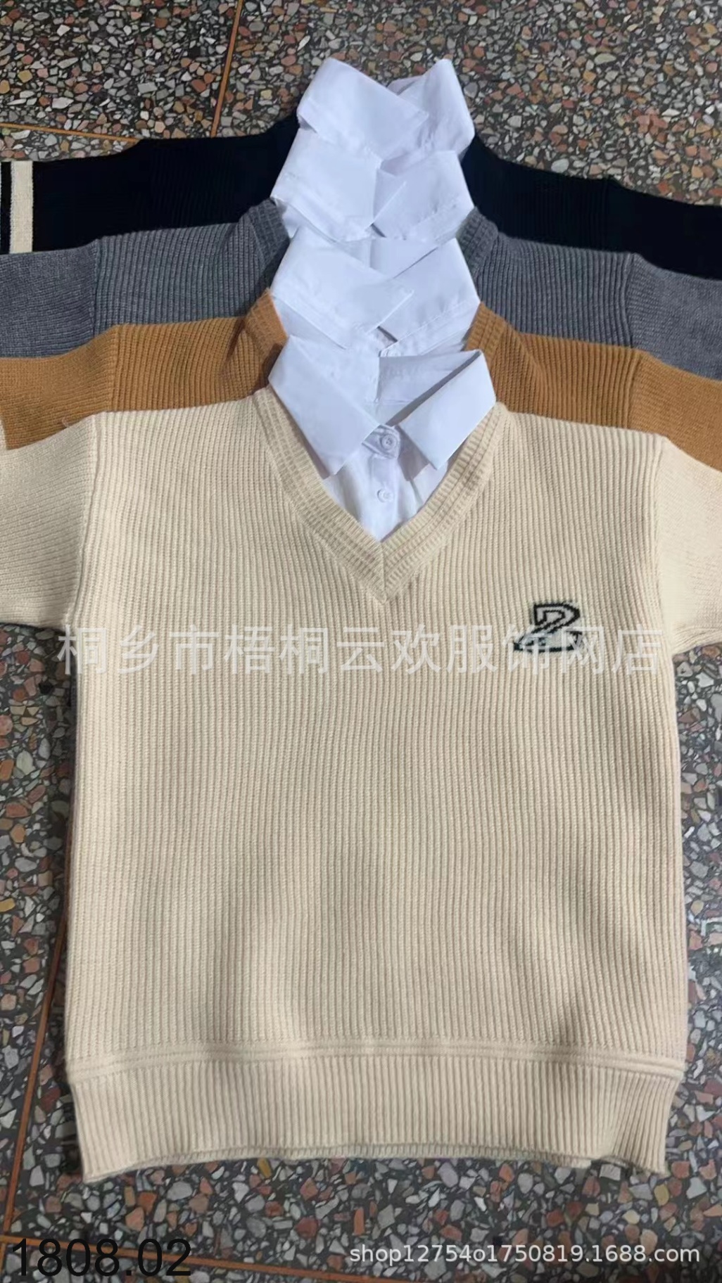 25HA1808.02 - ÁO LEN PHỐI CỔ SƠ MI CHO NỮ