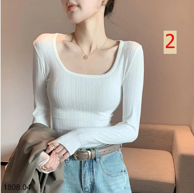 25HA1808.04 - ÁO THUN CỔ CHỮ U NỮ