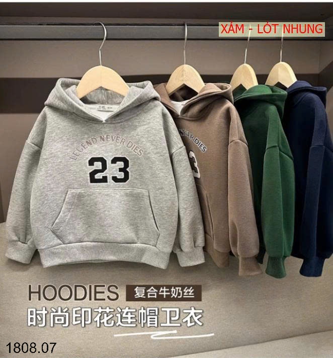 25HA1808.07 - ÁO NỈ HOODIE CÓ MŨ SIZE ĐẠI CHO BÉ