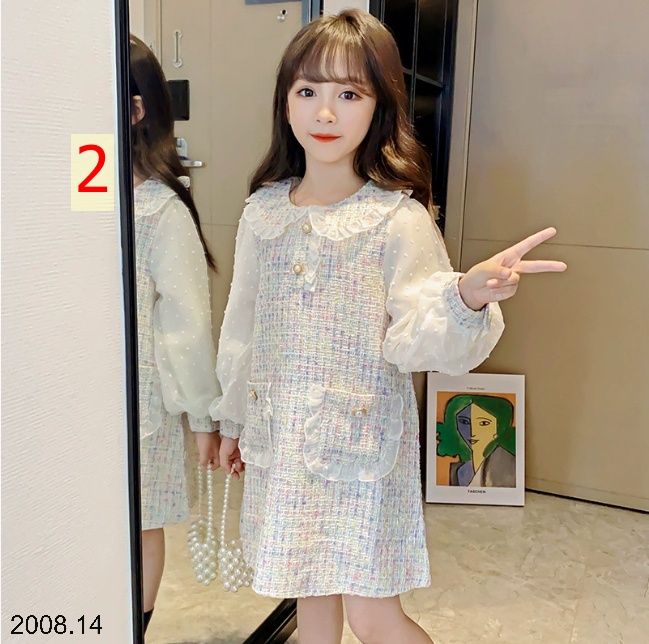 25HA2008.14 - VÁY DẠ TAY BỒNG BÉ GÁI