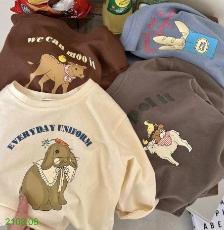 25HA2108.08 - ÁO THUN COTTON HOẠT HÌNH CHO BÉ