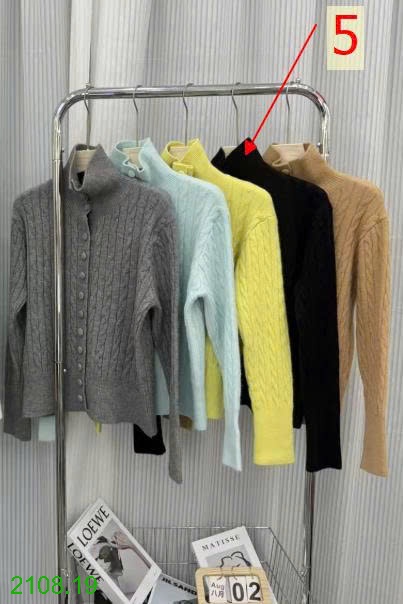 25HA2108.19 - ÁO CARDIGAN LEN VẶN THỪNG CỔ CAO