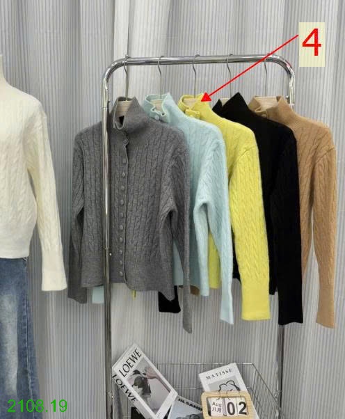 25HA2108.19 - ÁO CARDIGAN LEN VẶN THỪNG CỔ CAO