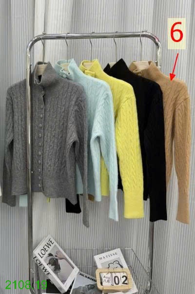 25HA2108.19 - ÁO CARDIGAN LEN VẶN THỪNG CỔ CAO