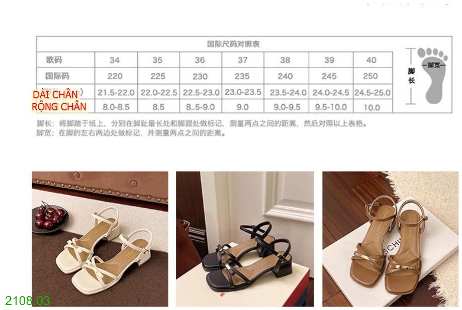 25HA2108.03 - SANDAL QUAI MẢNH ĐẾ VUÔNG NỮ