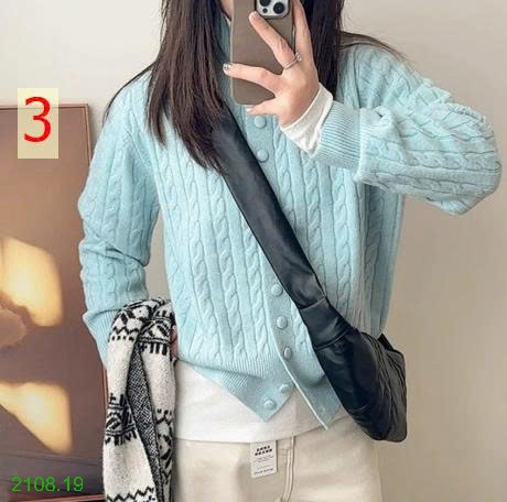 25HA2108.19 - ÁO CARDIGAN LEN VẶN THỪNG CỔ CAO