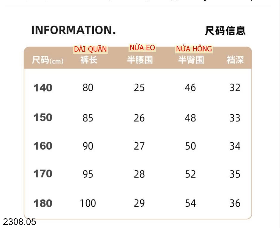 25HA2308.05 - QUẦN TÚI HỘP SIZE ĐẠI BÉ TRAI