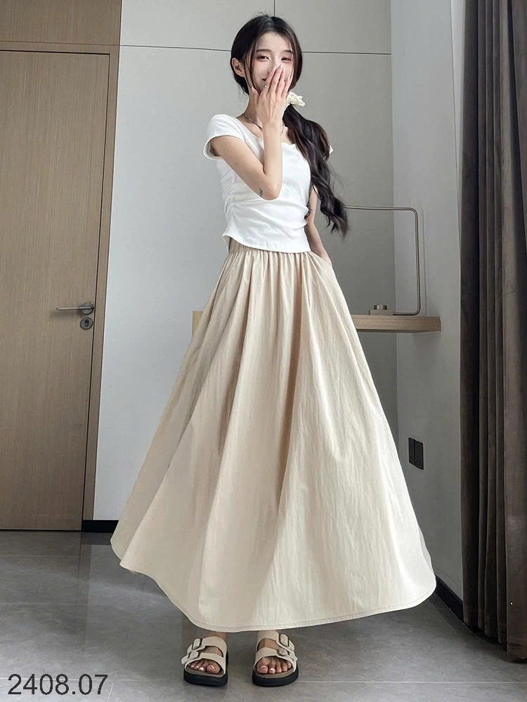 25HA2408.07 - CHÂN VÁY CHỮ A DÁNG DÀI YAMAMOTO