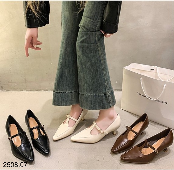 25HA2508.07 - GIÀY CAO GÓT MŨI NHỌN ĐẾ THẤP