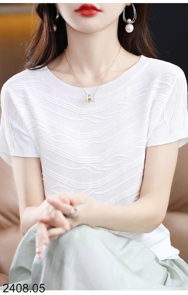 25HA2408.05 - ÁO LEN DỆT KIM CỘC TAY CHO NỮ