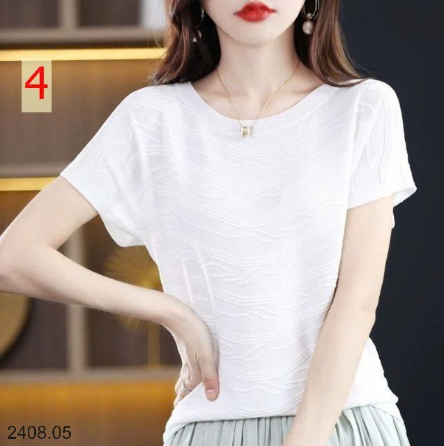 25HA2408.05 - ÁO LEN DỆT KIM CỘC TAY CHO NỮ