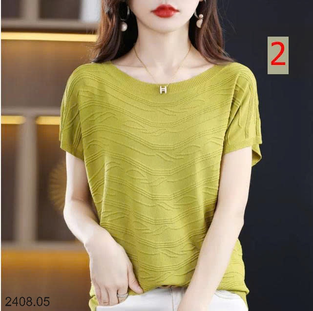 25HA2408.05 - ÁO LEN DỆT KIM CỘC TAY CHO NỮ