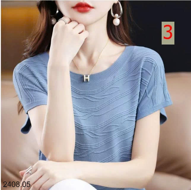 25HA2408.05 - ÁO LEN DỆT KIM CỘC TAY CHO NỮ