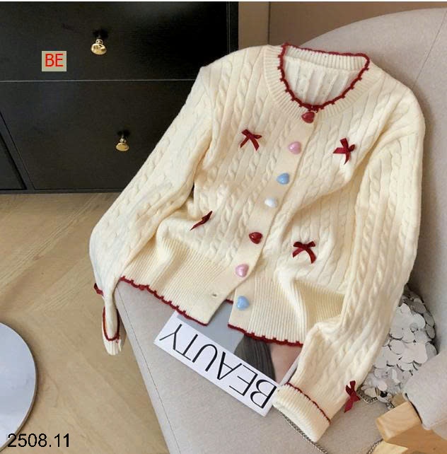 25HA2508.11 - ÁO CARDIGAN LEN ĐÍNH NƠ