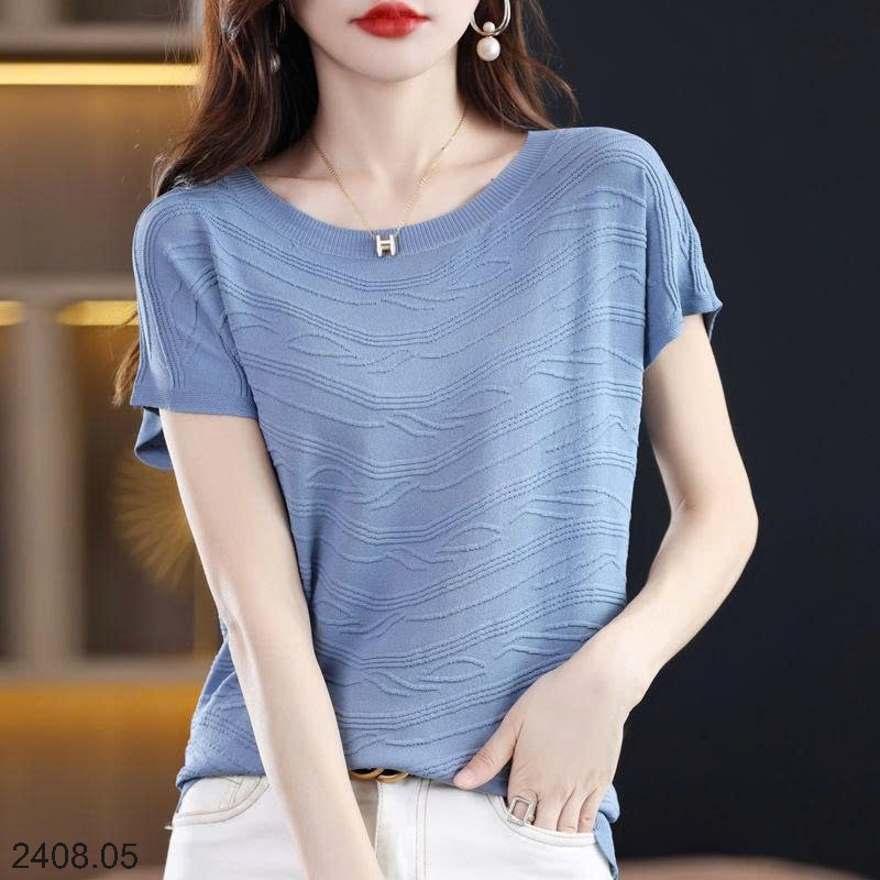 25HA2408.05 - ÁO LEN DỆT KIM CỘC TAY CHO NỮ