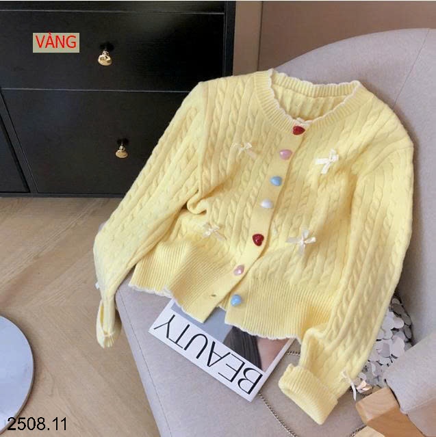 25HA2508.11 - ÁO CARDIGAN LEN ĐÍNH NƠ