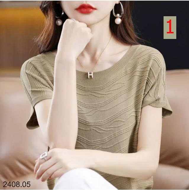 25HA2408.05 - ÁO LEN DỆT KIM CỘC TAY CHO NỮ